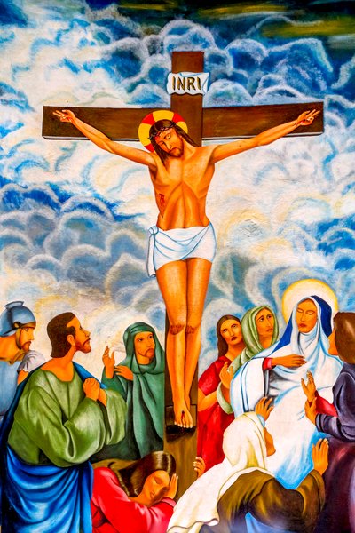 Crucifixion Fresco in Cristo Risorto de Hedzranawoe Catholic Parish Church, Lomé, Togo by Unknown